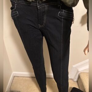 Women's Black Pants with Contrast Stitching